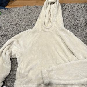 women’s furry white cream sweatshirt